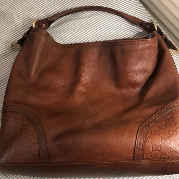 Gucci leather guccissima shoulder tote in tan - Picture 4 of 8